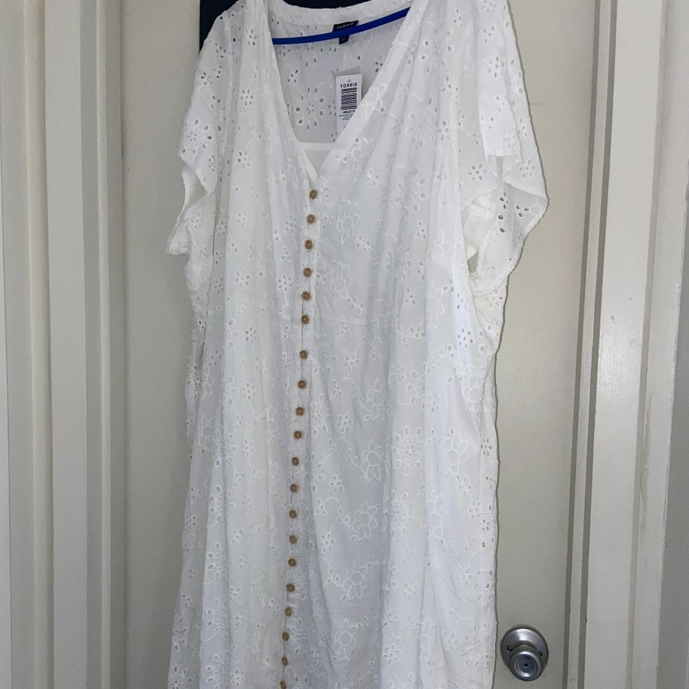 Brand New NWT Torrid White Lace Country  Rustic Chic Midi Dress